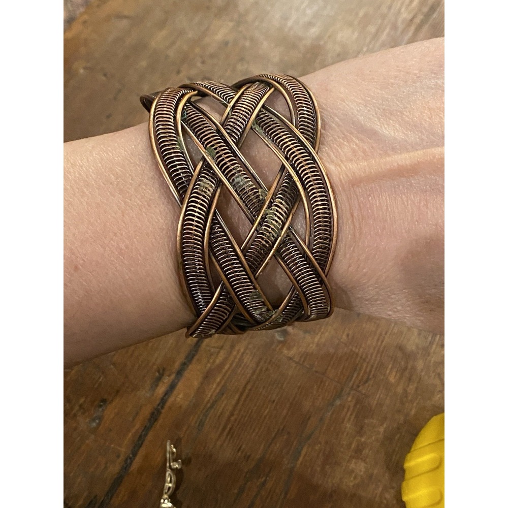 Copper celtic five braid wirewoven bangle Cuff Style Bracelet 37.7 Gm 1.3 Oz